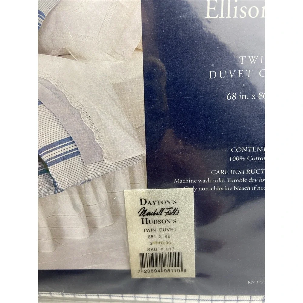 Field Gear Home ELLISON BAY Twin Duvet Cover Blue White Stripes/check NEW